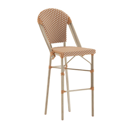 Flash Furniture SDA-AD642001-F-BS-NATWH-LTNAT-GG All-Weather Commercial Paris Chair with Bamboo Print Metal Frame-Natural/White (Natural & White/Light Natural Frame) - Main view