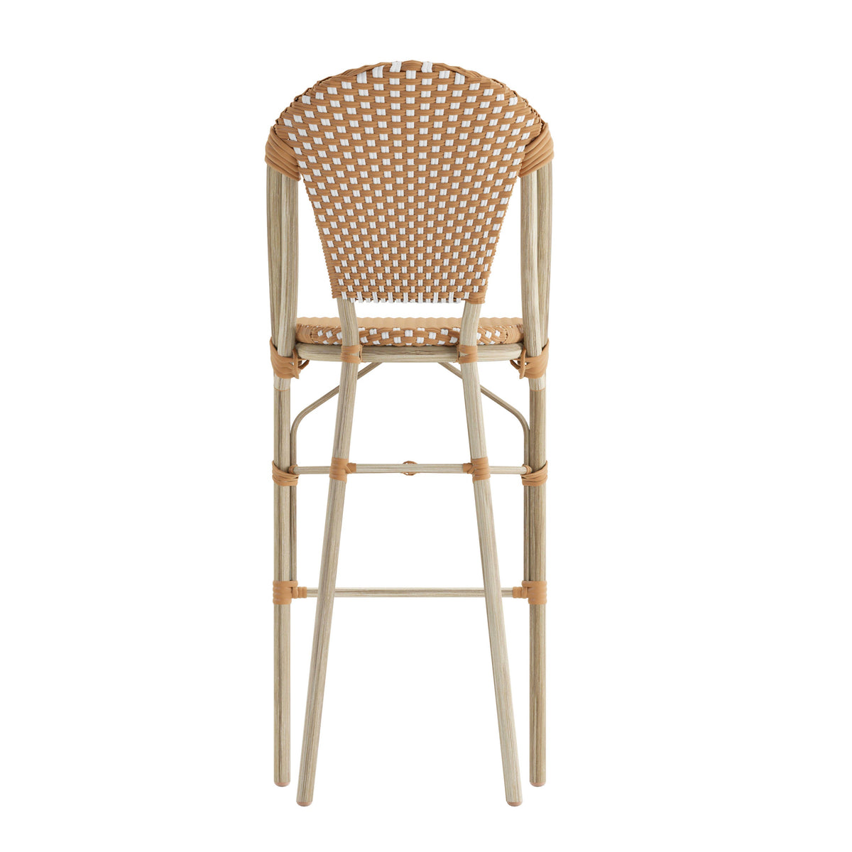 Flash Furniture SDA-AD642001-F-BS-NATWH-LTNAT-GG All-Weather Commercial Paris Chair with Bamboo Print Metal Frame-Natural/White (Natural & White/Light Natural Frame) - View 7