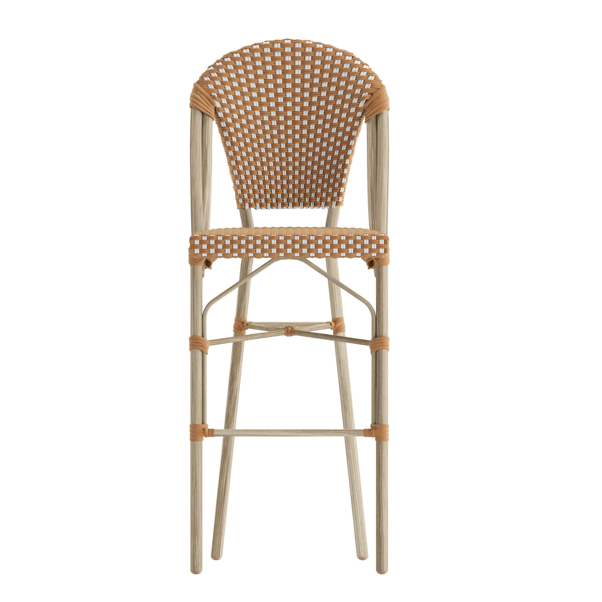 Flash Furniture SDA-AD642001-F-BS-NATWH-LTNAT-GG All-Weather Commercial Paris Chair with Bamboo Print Metal Frame-Natural/White (Natural & White/Light Natural Frame) - View 10