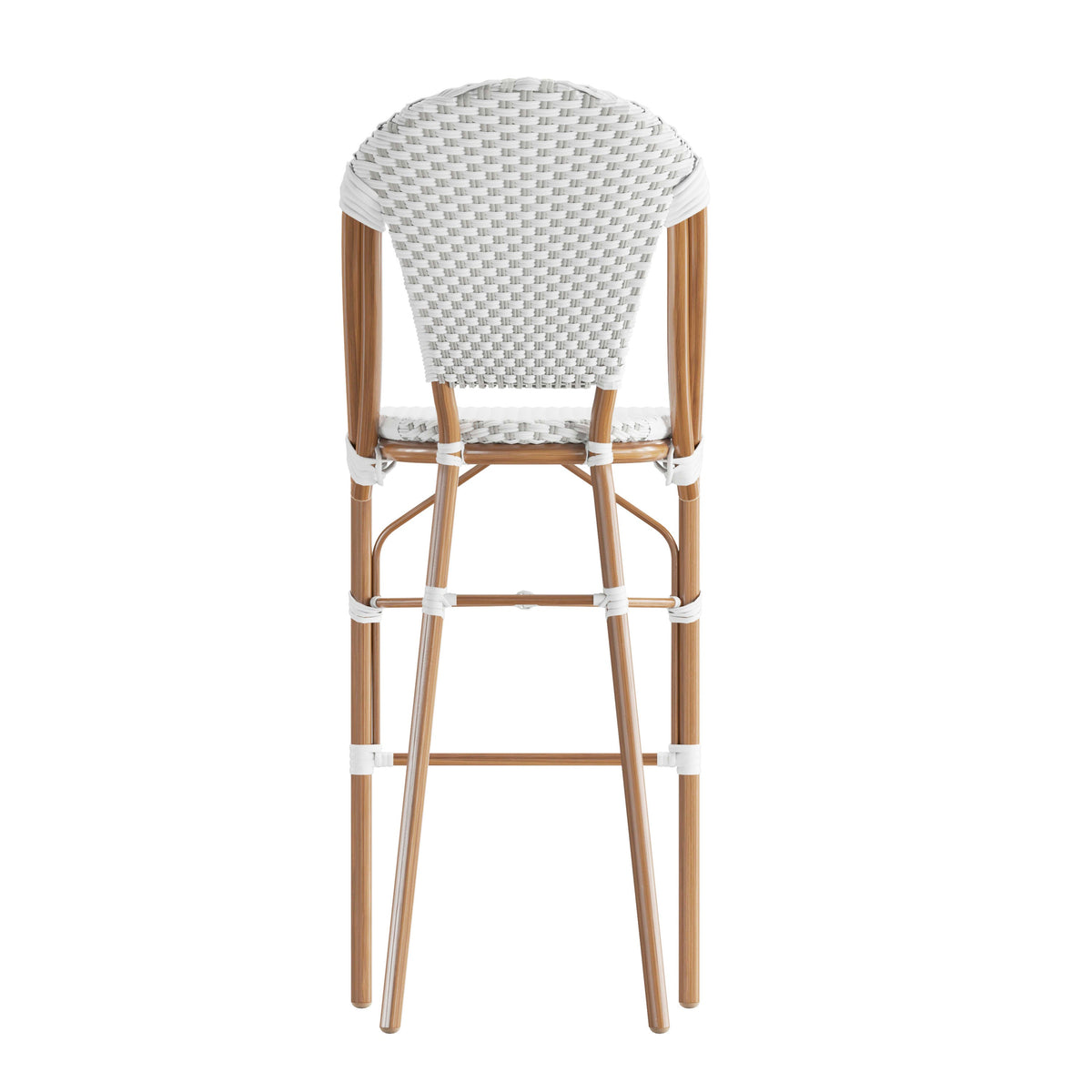 Flash Furniture SDA-AD642001-F-BS-WHGY-NAT-GG All-Weather Commercial Paris 30" Stool with Bamboo Print Metal Frame-White/Gray (White & Gray/Natural Frame) - View 7
