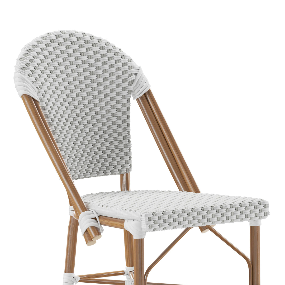 Flash Furniture SDA-AD642001-F-BS-WHGY-NAT-GG All-Weather Commercial Paris 30" Stool with Bamboo Print Metal Frame-White/Gray (White & Gray/Natural Frame) - View 8
