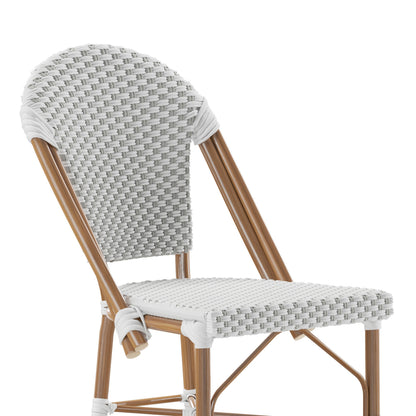 Flash Furniture SDA-AD642001-F-BS-WHGY-NAT-GG All-Weather Commercial Paris 30" Stool with Bamboo Print Metal Frame-White/Gray (White & Gray/Natural Frame) - View 8