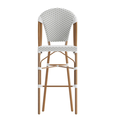 Flash Furniture SDA-AD642001-F-BS-WHGY-NAT-GG All-Weather Commercial Paris 30" Stool with Bamboo Print Metal Frame-White/Gray (White & Gray/Natural Frame) - View 10
