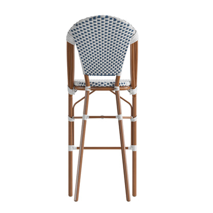 Flash Furniture SDA-AD642001-F-BS-WHNVY-NAT-GG All-Weather Commercial Paris Chair with Bamboo Print Metal Frame-White/Navy (White & Navy/Natural Frame) - View 7