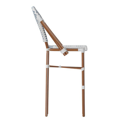 Flash Furniture SDA-AD642001-F-BS-WHNVY-NAT-GG All-Weather Commercial Paris Chair with Bamboo Print Metal Frame-White/Navy (White & Navy/Natural Frame) - View 9