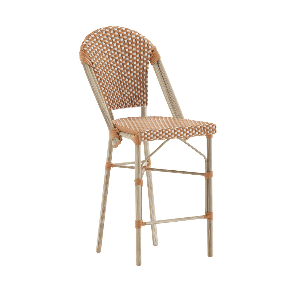 Flash Furniture SDA-AD642001-F-CS-NATWH-LTNAT-GG All-Weather Commercial Paris Chair with Bamboo Print Metal Frame-Natural/White (Natural & White/Light Natural Frame) - Main view
