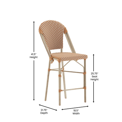 Flash Furniture SDA-AD642001-F-CS-NATWH-LTNAT-GG All-Weather Commercial Paris Chair with Bamboo Print Metal Frame-Natural/White (Natural & White/Light Natural Frame) - View 4