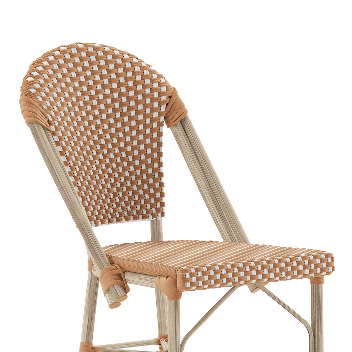 Flash Furniture SDA-AD642001-F-CS-NATWH-LTNAT-GG All-Weather Commercial Paris Chair with Bamboo Print Metal Frame-Natural/White (Natural & White/Light Natural Frame) - View 8