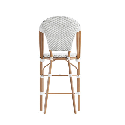 Flash Furniture SDA-AD642001-F-CS-WHGY-NAT-GG All-Weather Commercial Paris 26" Stool with Bamboo Print Metal Frame-White/Gray (White & Gray/Natural Frame) - View 7