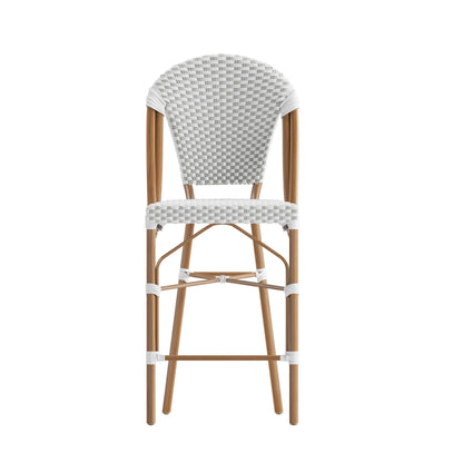 Flash Furniture SDA-AD642001-F-CS-WHGY-NAT-GG All-Weather Commercial Paris 26" Stool with Bamboo Print Metal Frame-White/Gray (White & Gray/Natural Frame) - View 10