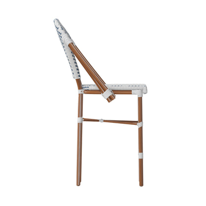 Flash Furniture SDA-AD642001-F-CS-WHNVY-NAT-GG All-Weather Commercial Paris Chair with Bamboo Print Metal Frame-White/Navy (White & Navy/Natural Frame) - View 9