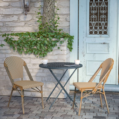 Flash Furniture SDA-AD642001-F-NATWH-LTNAT-GG All-Weather Commercial Paris Chair - Bamboo Print Aluminum Frame-Natural/White (Natural & White/Light Natural Frame) - View 5