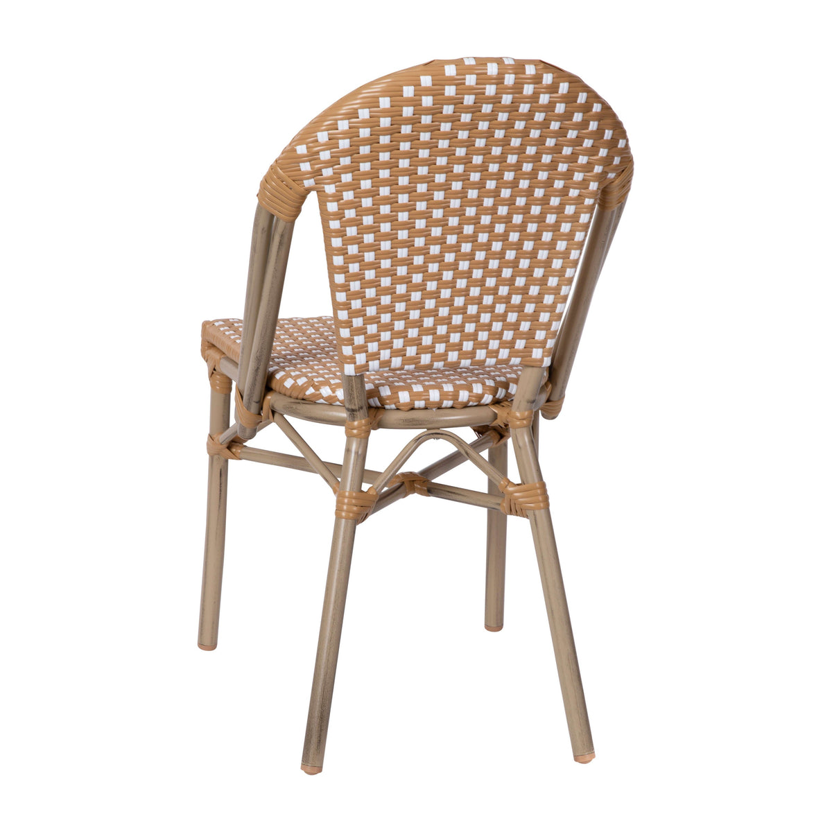 Flash Furniture SDA-AD642001-F-NATWH-LTNAT-GG All-Weather Commercial Paris Chair - Bamboo Print Aluminum Frame-Natural/White (Natural & White/Light Natural Frame) - View 7
