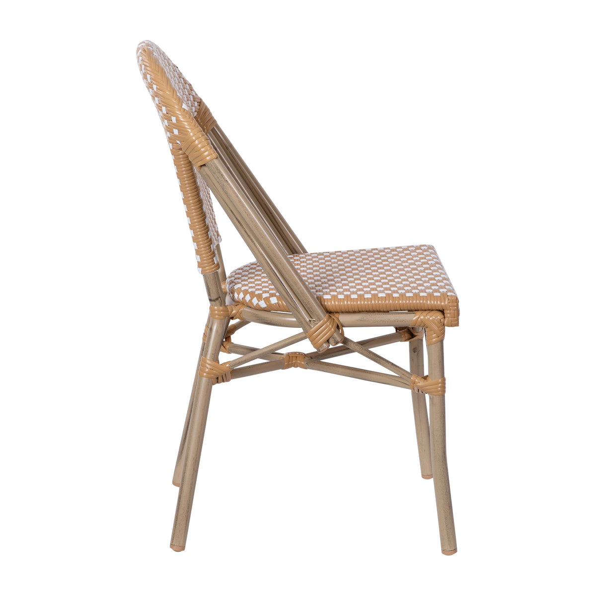 Flash Furniture SDA-AD642001-F-NATWH-LTNAT-GG All-Weather Commercial Paris Chair - Bamboo Print Aluminum Frame-Natural/White (Natural & White/Light Natural Frame) - View 9