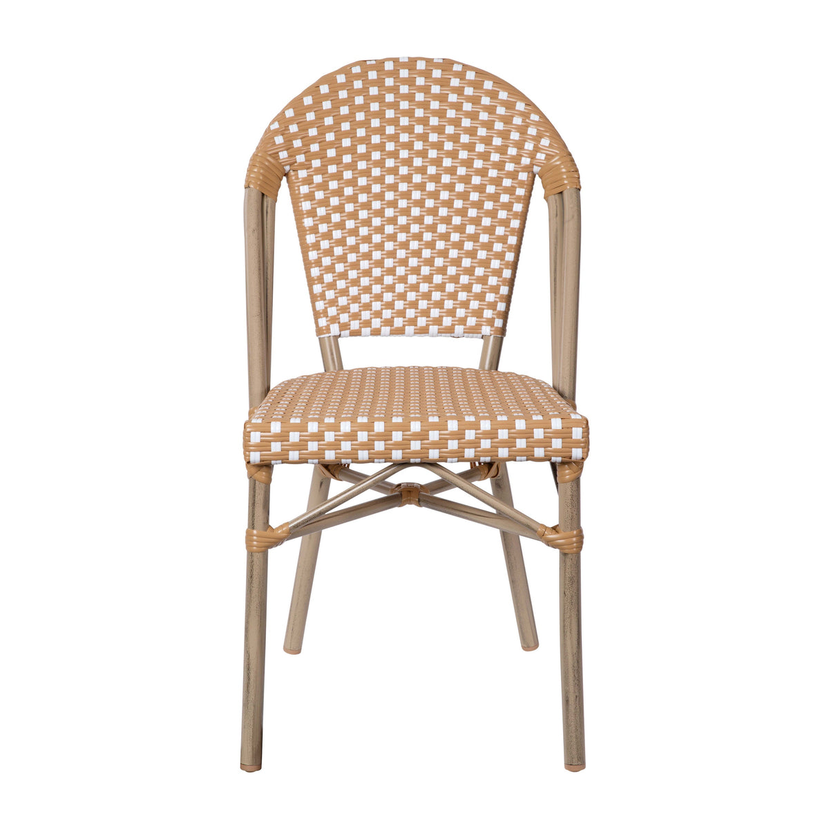 Flash Furniture SDA-AD642001-F-NATWH-LTNAT-GG All-Weather Commercial Paris Chair - Bamboo Print Aluminum Frame-Natural/White (Natural & White/Light Natural Frame) - View 10
