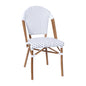 Flash Furniture SDA-AD642001-F-WHGY-NAT-GG All-Weather Commercial Paris Chair with Bamboo Print Aluminum Frame-White/Gray (White & Gray/Natural Frame) - Main view