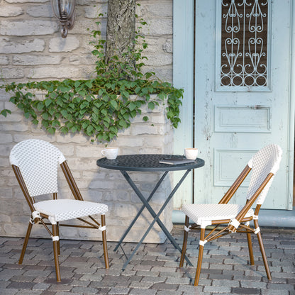 Flash Furniture SDA-AD642001-F-WHGY-NAT-GG All-Weather Commercial Paris Chair with Bamboo Print Aluminum Frame-White/Gray (White & Gray/Natural Frame) - View 5