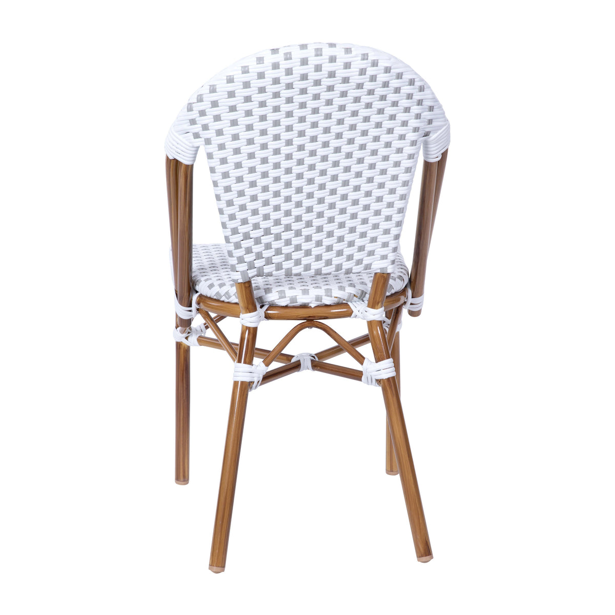 Flash Furniture SDA-AD642001-F-WHGY-NAT-GG All-Weather Commercial Paris Chair with Bamboo Print Aluminum Frame-White/Gray (White & Gray/Natural Frame) - View 7