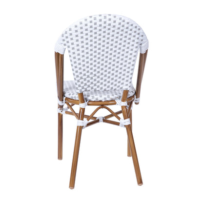 Flash Furniture SDA-AD642001-F-WHGY-NAT-GG All-Weather Commercial Paris Chair with Bamboo Print Aluminum Frame-White/Gray (White & Gray/Natural Frame) - View 7