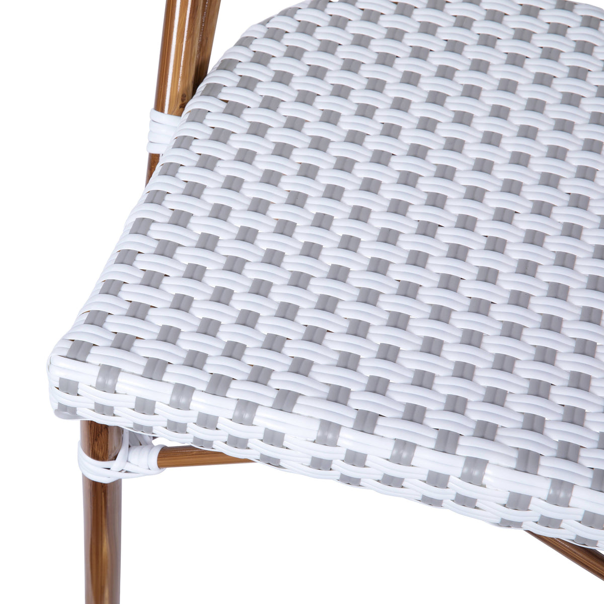 Flash Furniture SDA-AD642001-F-WHGY-NAT-GG All-Weather Commercial Paris Chair with Bamboo Print Aluminum Frame-White/Gray (White & Gray/Natural Frame) - View 8