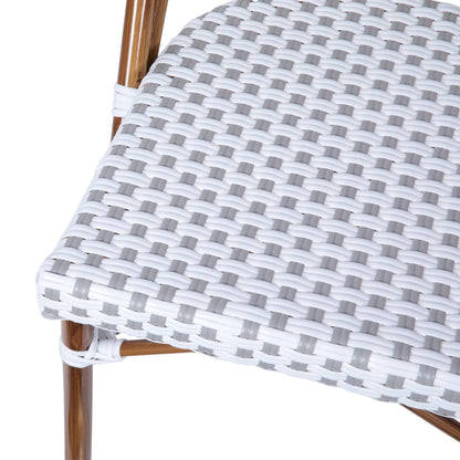 Flash Furniture SDA-AD642001-F-WHGY-NAT-GG All-Weather Commercial Paris Chair with Bamboo Print Aluminum Frame-White/Gray (White & Gray/Natural Frame) - View 8