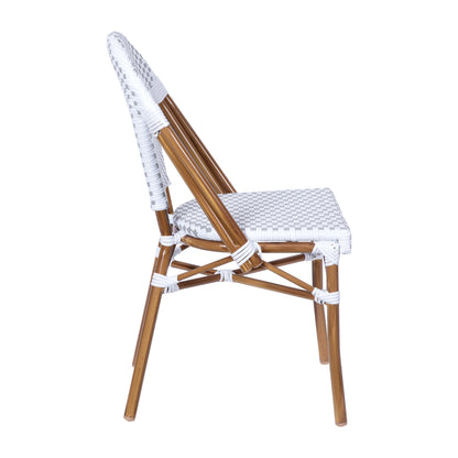 Flash Furniture SDA-AD642001-F-WHGY-NAT-GG All-Weather Commercial Paris Chair with Bamboo Print Aluminum Frame-White/Gray (White & Gray/Natural Frame) - View 9