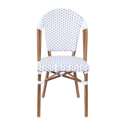Flash Furniture SDA-AD642001-F-WHGY-NAT-GG All-Weather Commercial Paris Chair with Bamboo Print Aluminum Frame-White/Gray (White & Gray/Natural Frame) - View 10