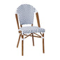 Flash Furniture SDA-AD642001-F-WHNVY-NAT-GG All-Weather Commercial Paris Chair with Bamboo Print Aluminum Frame-White/Navy (White & Navy/Natural Frame) - Main view