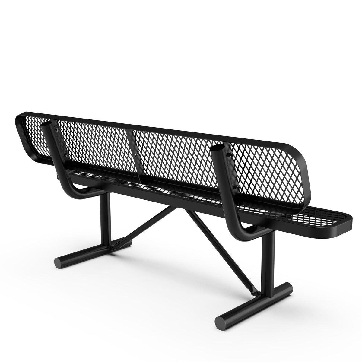Flash Furniture SLF-AG4HUT2-BK-GG Commercial Grade 6' Expanded Mesh Metal Outdoor Bench with Backrest in Black - View 5