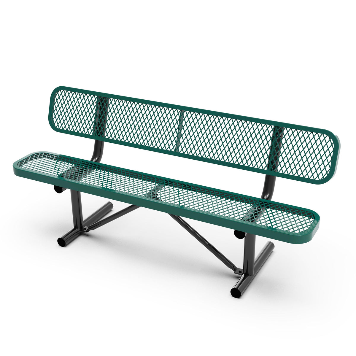 Flash Furniture SLF-AG4HUT2-GN-GG Commercial Grade 6' Expanded Mesh Metal Outdoor Bench with Backrest in Green - Main view