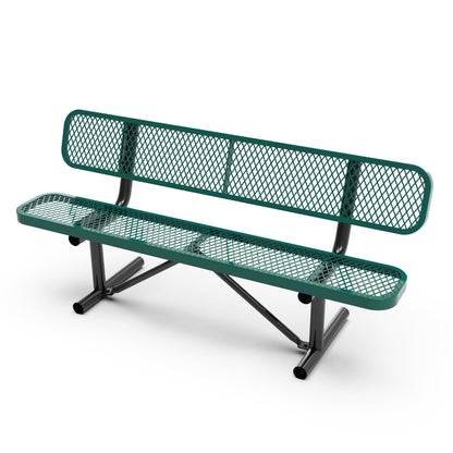 Flash Furniture SLF-AG4HUT2-GN-GG Commercial Grade 6' Expanded Mesh Metal Outdoor Bench with Backrest in Green - Main view