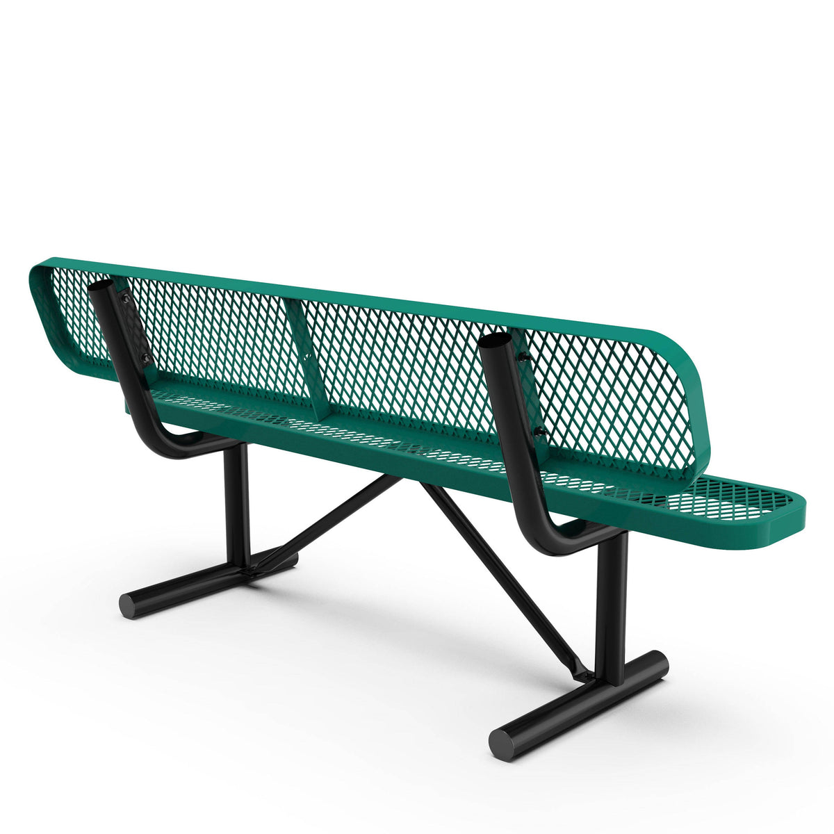 Flash Furniture SLF-AG4HUT2-GN-GG Commercial Grade 6' Expanded Mesh Metal Outdoor Bench with Backrest in Green - View 5