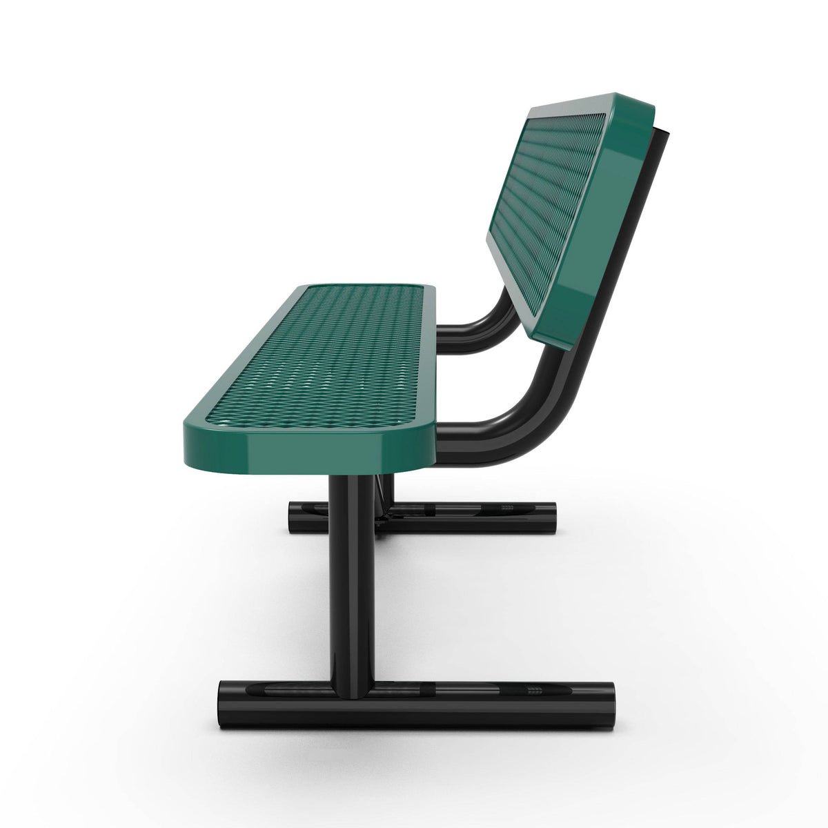 Flash Furniture SLF-AG4HUT2-GN-GG Commercial Grade 6' Expanded Mesh Metal Outdoor Bench with Backrest in Green - View 7