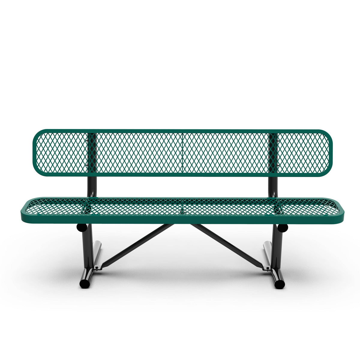 Flash Furniture SLF-AG4HUT2-GN-GG Commercial Grade 6' Expanded Mesh Metal Outdoor Bench with Backrest in Green - View 8