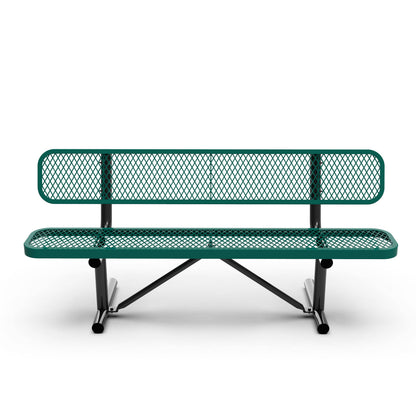 Flash Furniture SLF-AG4HUT2-GN-GG Commercial Grade 6' Expanded Mesh Metal Outdoor Bench with Backrest in Green - View 8