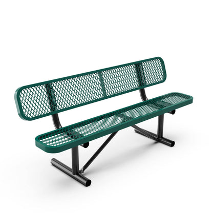 Flash Furniture SLF-AG4HUT2-GN-GG Commercial Grade 6' Expanded Mesh Metal Outdoor Bench with Backrest in Green - View 11