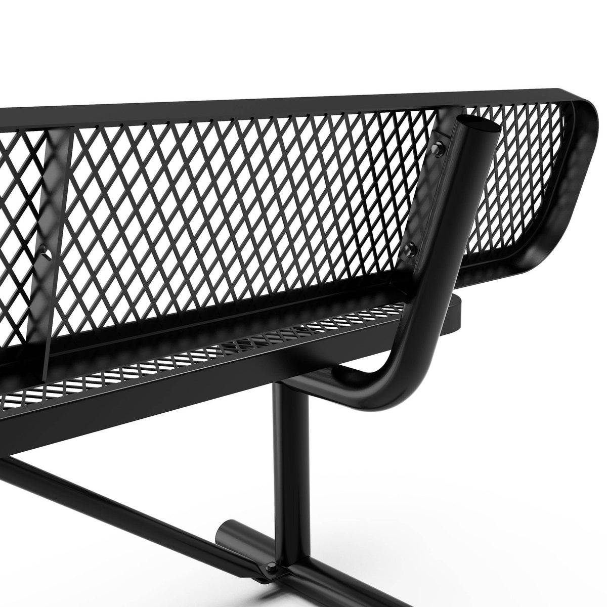 Flash Furniture SLF-AG4HUT2-H48L-BK-GG Commercial Grade 6' Expanded Mesh Metal Outdoor Bench with Anchors in Black - View 7