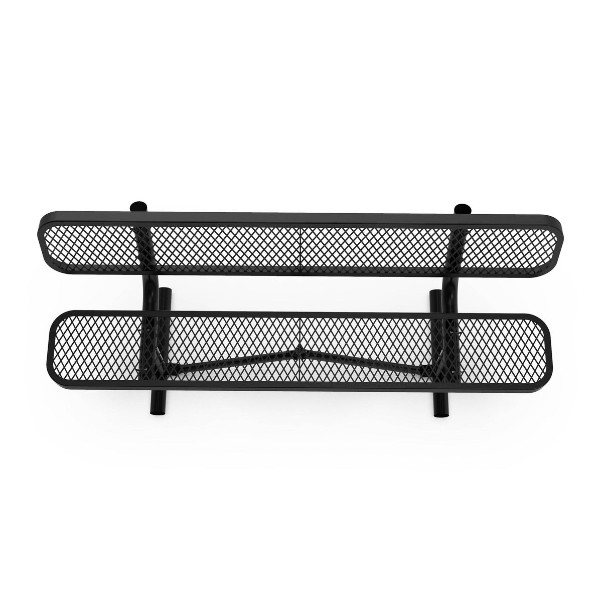 Flash Furniture SLF-AG4HUT2-H48L-BK-GG Commercial Grade 6' Expanded Mesh Metal Outdoor Bench with Anchors in Black - View 10