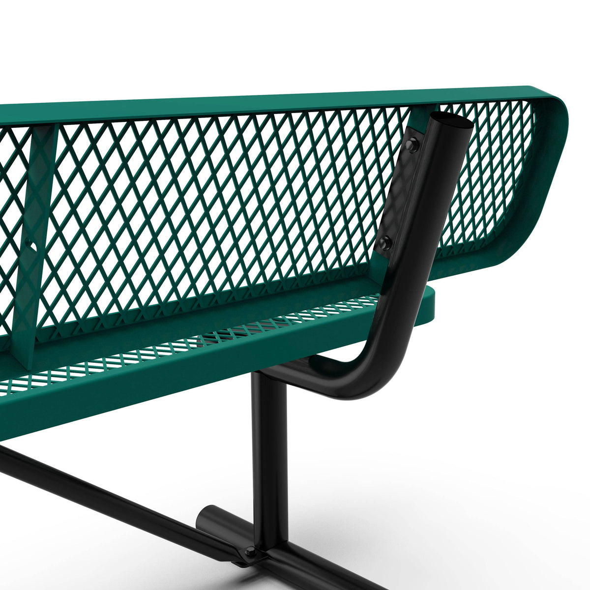 Flash Furniture SLF-AG4HUT2-H48L-GN-GG Commercial Grade 6' Expanded Mesh Metal Outdoor Bench with Anchors in Green - View 7
