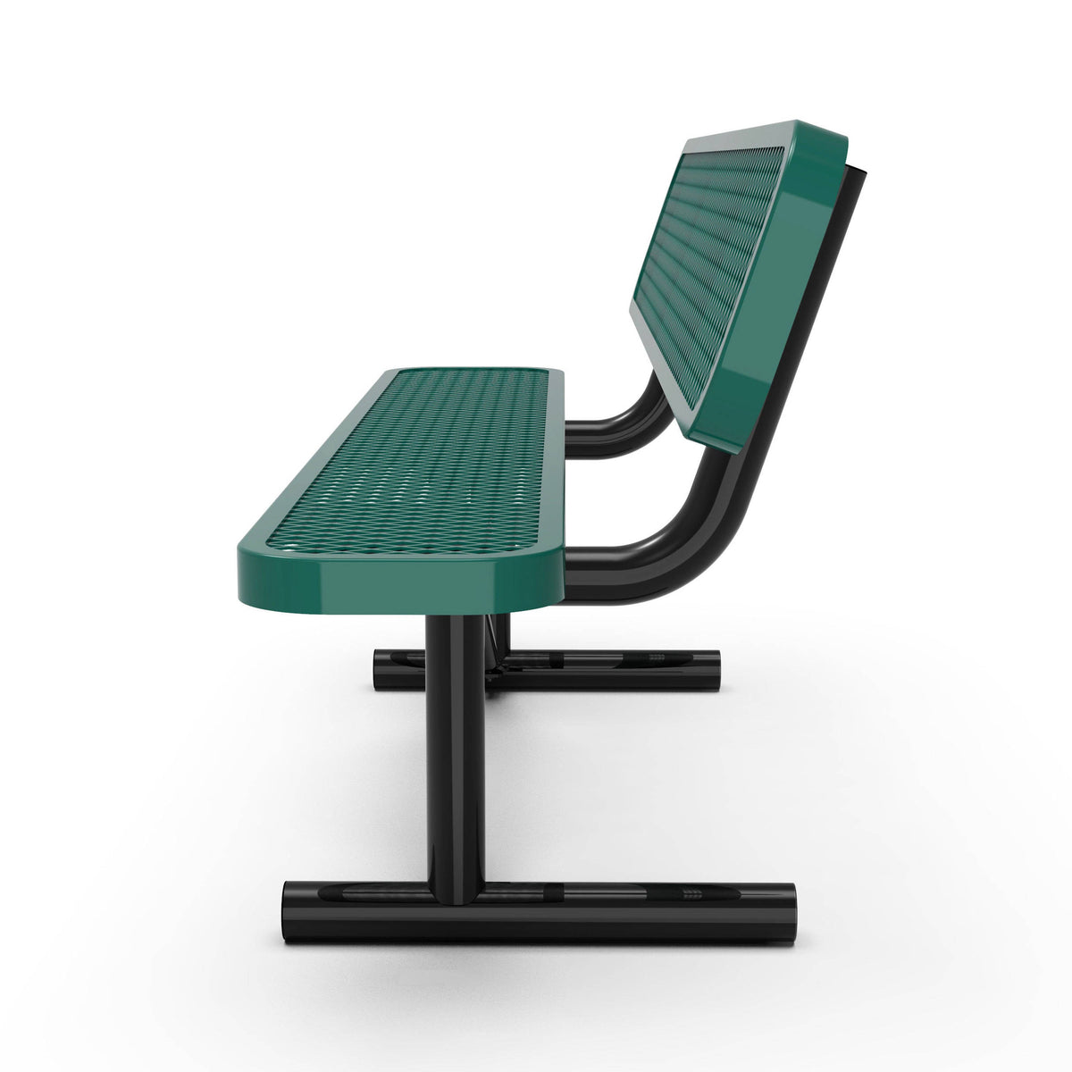 Flash Furniture SLF-AG4HUT2-H48L-GN-GG Commercial Grade 6' Expanded Mesh Metal Outdoor Bench with Anchors in Green - View 8