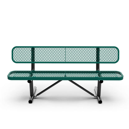Flash Furniture SLF-AG4HUT2-H48L-GN-GG Commercial Grade 6' Expanded Mesh Metal Outdoor Bench with Anchors in Green - View 9