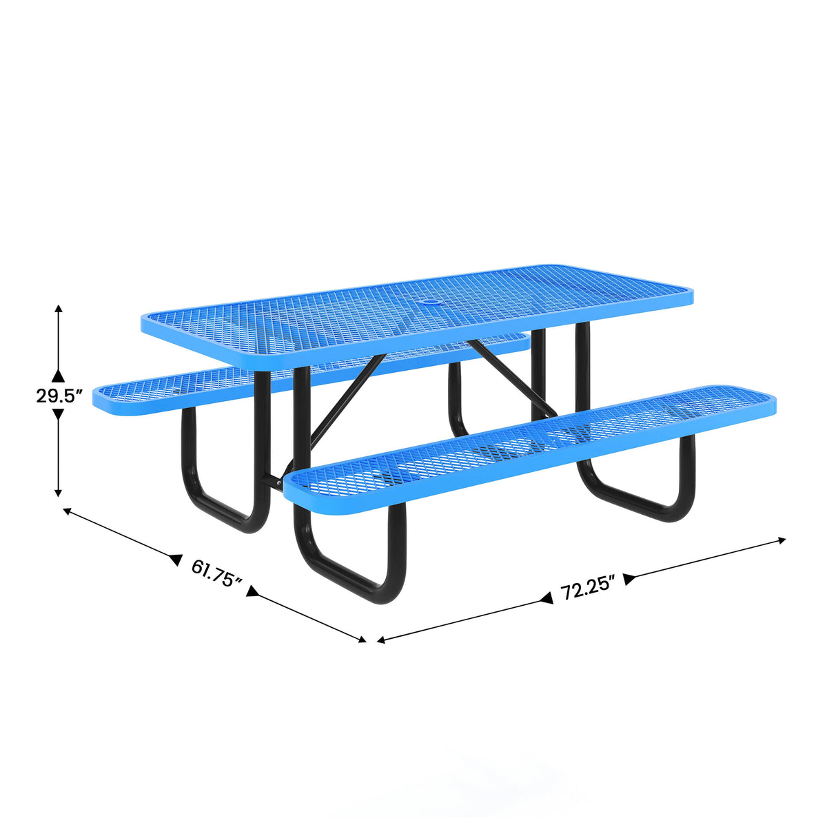 Flash Furniture SLF-EML-72-BL-GG Commercial Grade 6' Rectangular Expanded Mesh Metal Outdoor Picnic Table - Blue - View 4