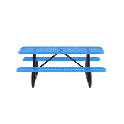 Flash Furniture SLF-EML-72-BL-GG Commercial Grade 6' Rectangular Expanded Mesh Metal Outdoor Picnic Table - Blue - View 7
