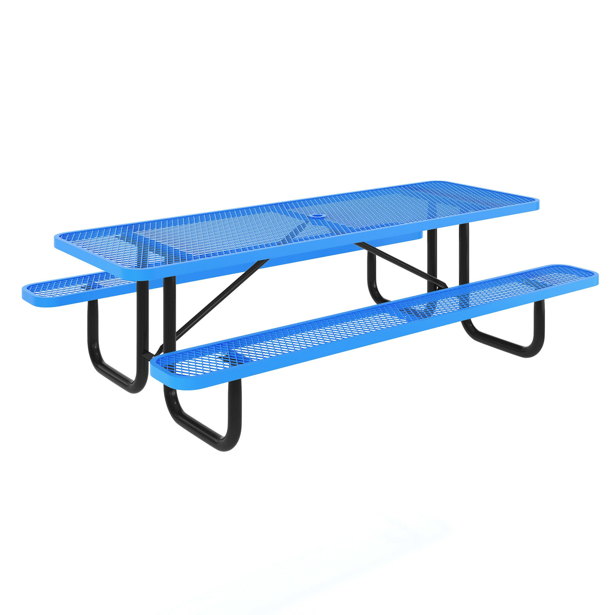 Flash Furniture SLF-EML-96-BL-GG Commercial Grade 8' Rectangular Expanded Mesh Metal Outdoor Picnic Table - Blue - Main view