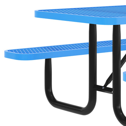Flash Furniture SLF-EML-96-BL-GG Commercial Grade 8' Rectangular Expanded Mesh Metal Outdoor Picnic Table - Blue - View 5
