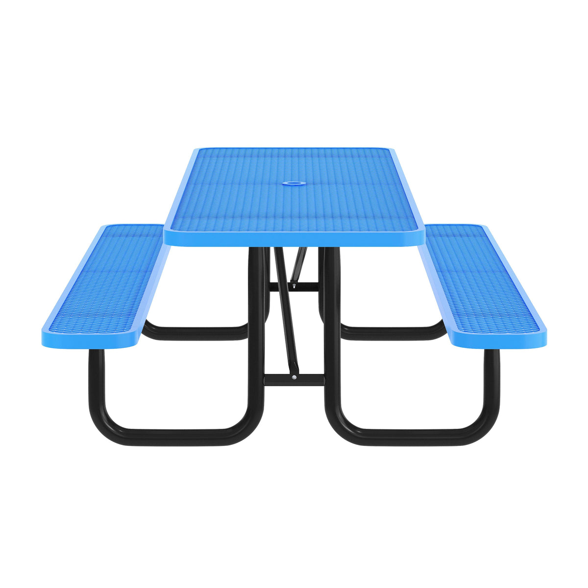 Flash Furniture SLF-EML-96-BL-GG Commercial Grade 8' Rectangular Expanded Mesh Metal Outdoor Picnic Table - Blue - View 6