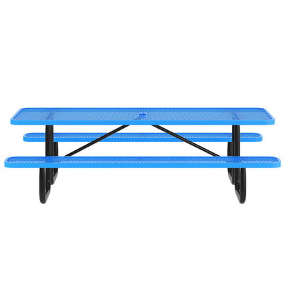 Flash Furniture SLF-EML-96-BL-GG Commercial Grade 8' Rectangular Expanded Mesh Metal Outdoor Picnic Table - Blue - View 7