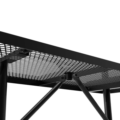 Flash Furniture SLF-EML72-H48L-BK-GG Commercial 6' Rectangular Expanded Mesh Metal Picnic Table with Anchors - Black - View 5