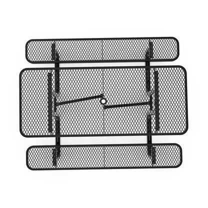 Flash Furniture SLF-EML72-H48L-BK-GG Commercial 6' Rectangular Expanded Mesh Metal Picnic Table with Anchors - Black - View 8