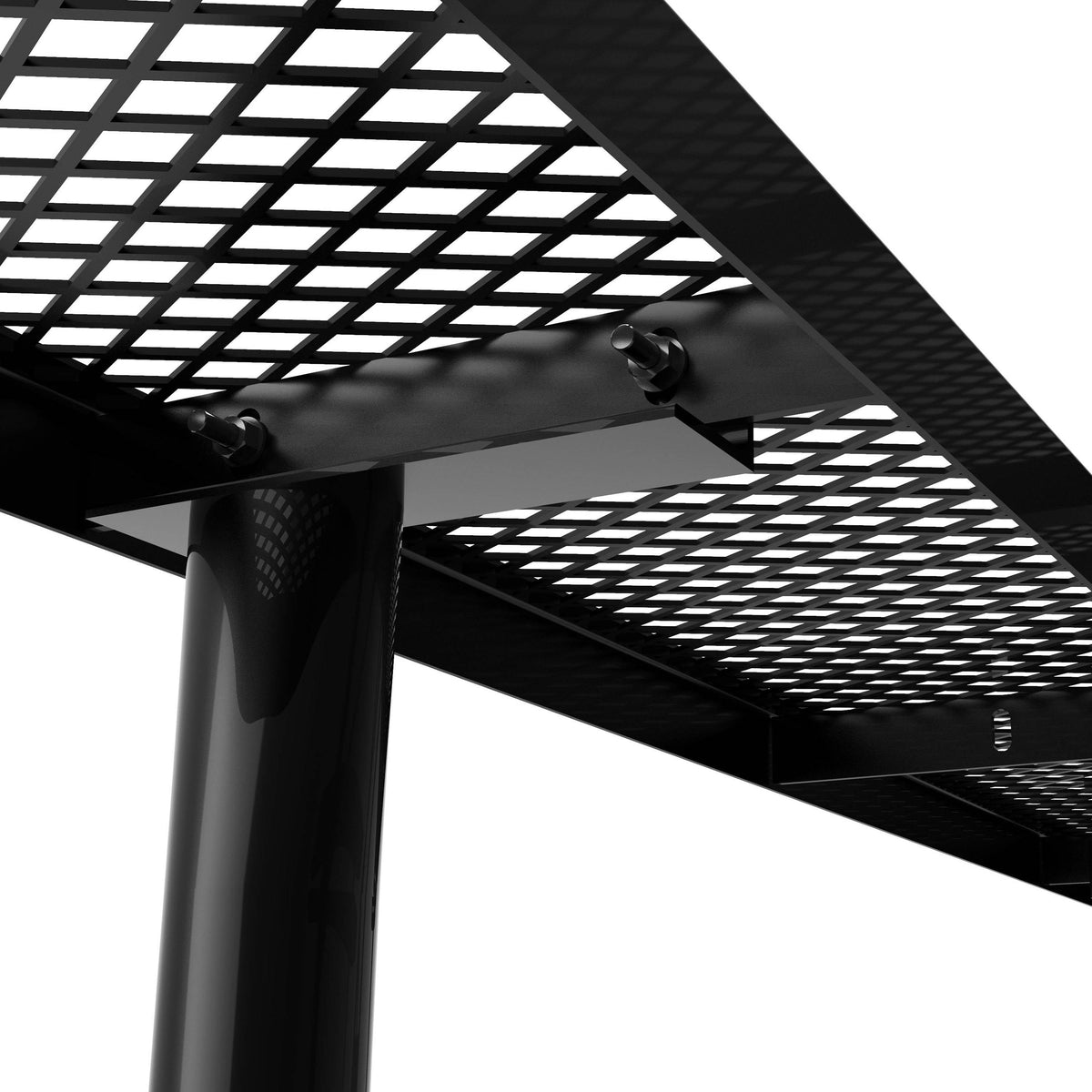 Flash Furniture SLF-EML72-H48L-BK-GG Commercial 6' Rectangular Expanded Mesh Metal Picnic Table with Anchors - Black - View 9